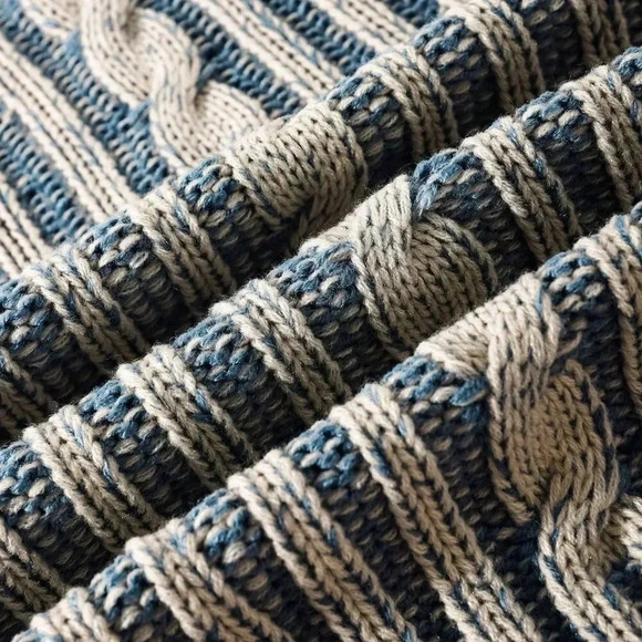 Multicolor Casual Men's Twisted Rope Accent Crew Neck Sweater - Picture 6 of 6